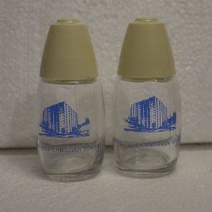 Vintage Gemco USA Salt and Pepper Shakers Clear Glass Nashville Christian Towers
